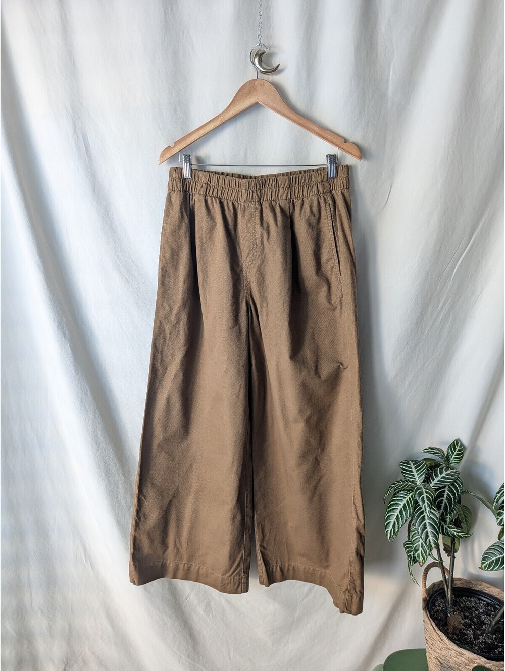 LOFT Women's Brown Wide Leg Cotton Pants Size M